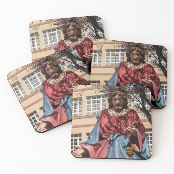 Item preview, Outdoor Religious Statue of Jesus in Red Robe With Halo and Tree Shadows designed and sold by Nmallia.