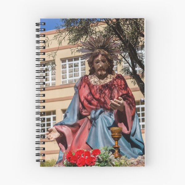 Item preview, Outdoor Religious Statue of Jesus in Red Robe With Halo and Tree Shadows designed and sold by Nmallia.