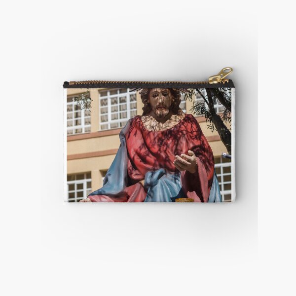 Item preview, Outdoor Religious Statue of Jesus in Red Robe With Halo and Tree Shadows designed and sold by Nmallia.