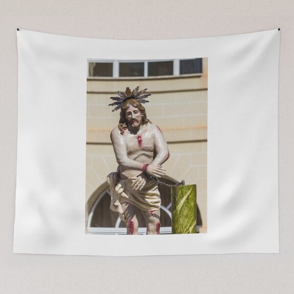 Item preview, Statue of Jesus Bound in Suffering With Crown of Thorns and Wounds During Religious Procession designed and sold by Nmallia.