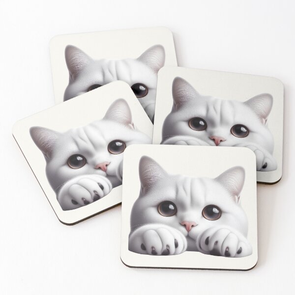 Item preview, Charming Peekaboo White Cat Paws Sticker designed and sold by CatandTea.