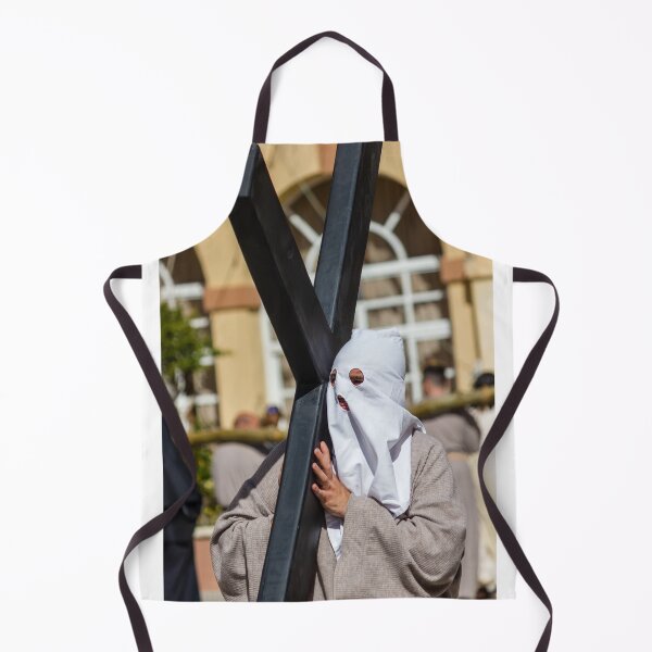 Item preview, Hooded Penitent Carrying Large Cross During Holy Week Religious Procession in Town Square designed and sold by Nmallia.