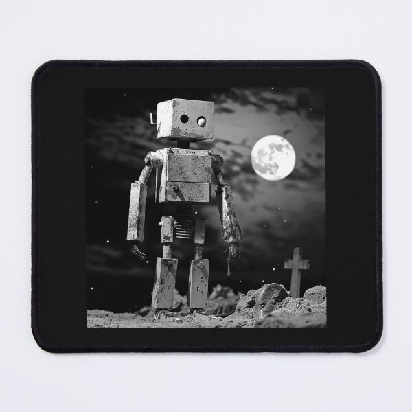 Item preview, Lonely Robot in a Moonlit Graveyard – Gothic Sci-Fi Art designed and sold by inkoutninja.