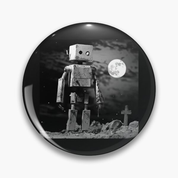 Item preview, Lonely Robot in a Moonlit Graveyard – Gothic Sci-Fi Art designed and sold by inkoutninja.