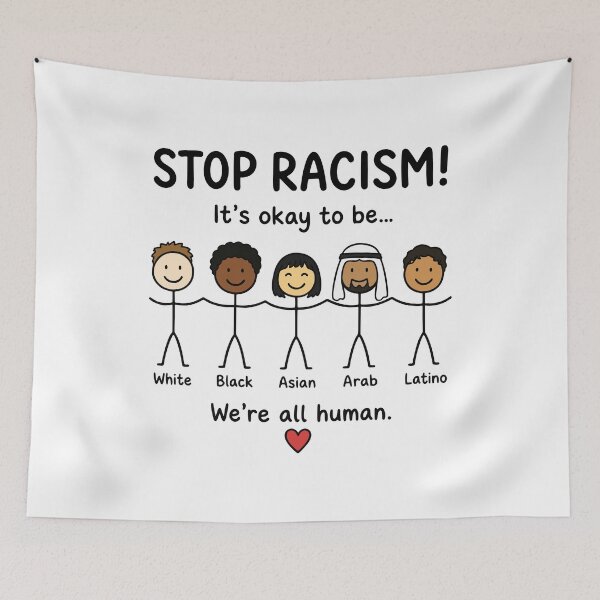 Item preview, Stop racism we're all human designed and sold by HandicraftArt.