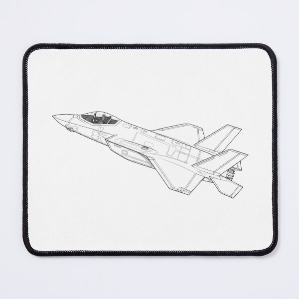 Item preview, Black and White Modern Stealth Fighter Jet Line Art Illustration designed and sold by Combat Skies.