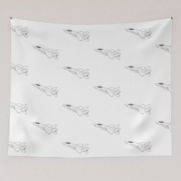 Item preview, Black and White Modern Stealth Fighter Jet Line Art Illustration designed and sold by Combat Skies.