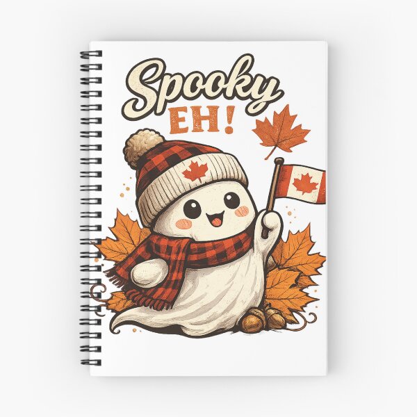 Item preview, Spooky Eh Funny Canadian Ghost Shirt | Cute Halloween Ghost with Maple Leaf Retro Canada Fall Design designed and sold by mocci10.