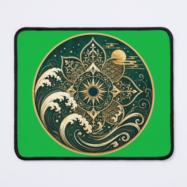 Item preview, Emerald Tide Crest – Japanese Sacred Wave Emblem designed and sold by sunbowjp stadio.