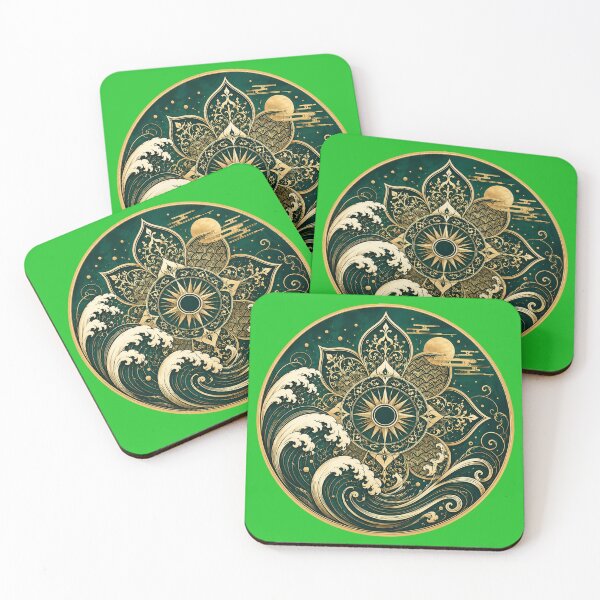 Item preview, Emerald Tide Crest – Japanese Sacred Wave Emblem designed and sold by sunbowjp stadio.