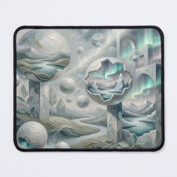 Item preview, Aurora Crystal Portals | Northern Lights Fantasy Landscape | Surreal Wall Art designed and sold by DreamyWallVibes.