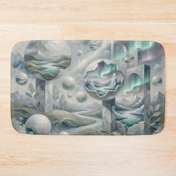 Item preview, Aurora Crystal Portals | Northern Lights Fantasy Landscape | Surreal Wall Art designed and sold by DreamyWallVibes.