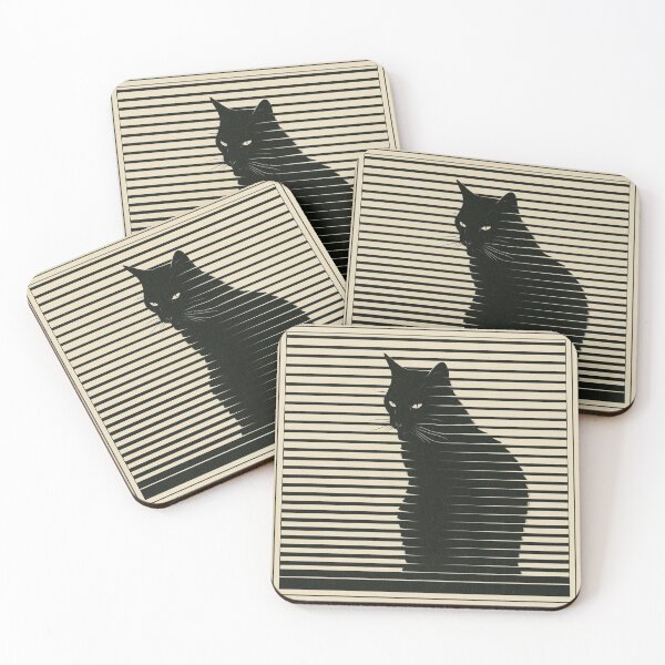 Item preview, Black Cat Blinds  - Minimalist Optical Illusion Gothic Cat Art designed and sold by PharaonicArtist.
