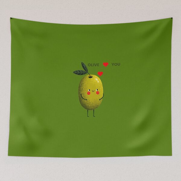Item preview, Cute Olive with Red Love Hearts says "Olive You" (I love you) designed and sold by Artmugic.