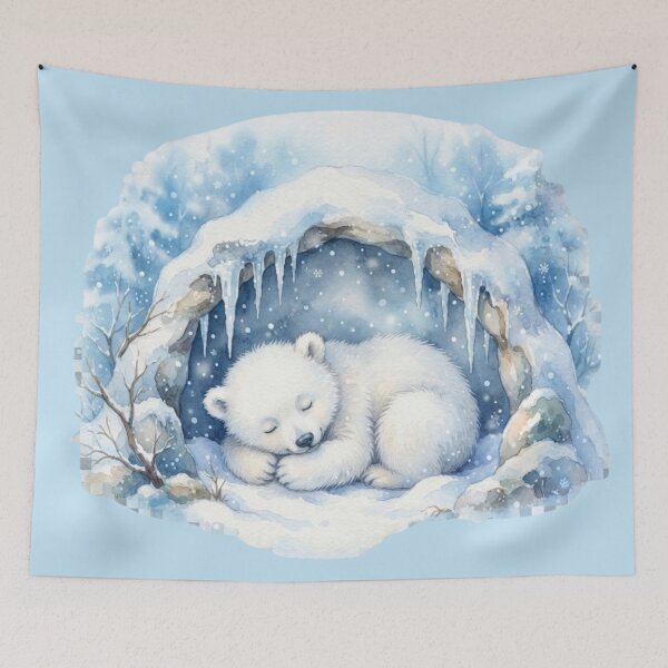 Item preview, Sleeping Polar Bear Cub Watercolor designed and sold by CalmCapy Co.