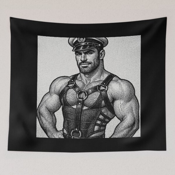 Item preview, Gay Leather Bar Berlin Leder Military Pride Tom of Finland Tribute Pointillism Graphic Design designed and sold by ItsAKinkThing.