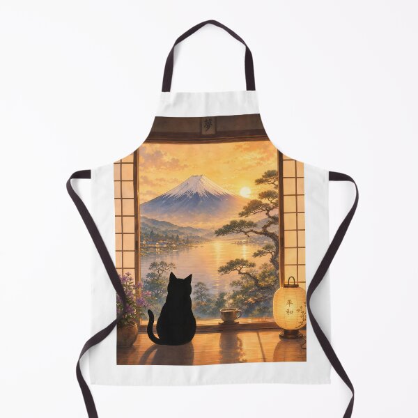 Item preview, Coffee Cat in Mt. Fuji designed and sold by PurrfectHome.