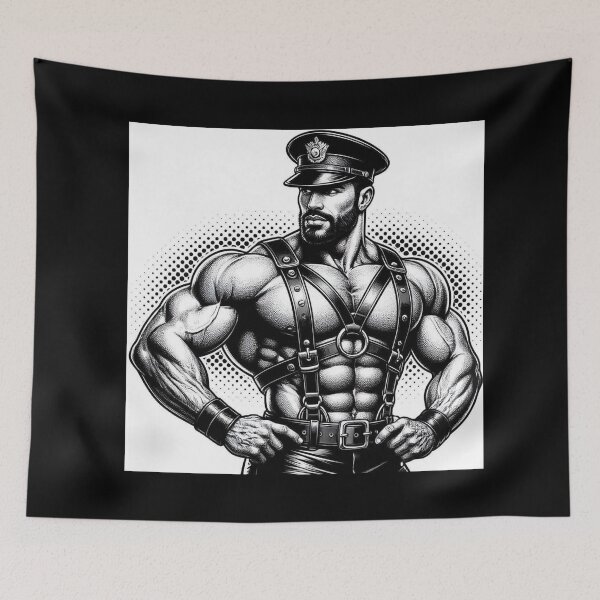 Item preview, Gay Gods Of Leather San Francisco Tom of Finland Tribute Pointillism Pop Art Design designed and sold by ItsAKinkThing.