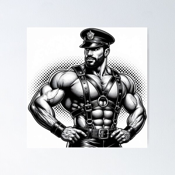 Item preview, Gay Gods Of Leather San Francisco Tom of Finland Tribute Pointillism Pop Art Design designed and sold by ItsAKinkThing.