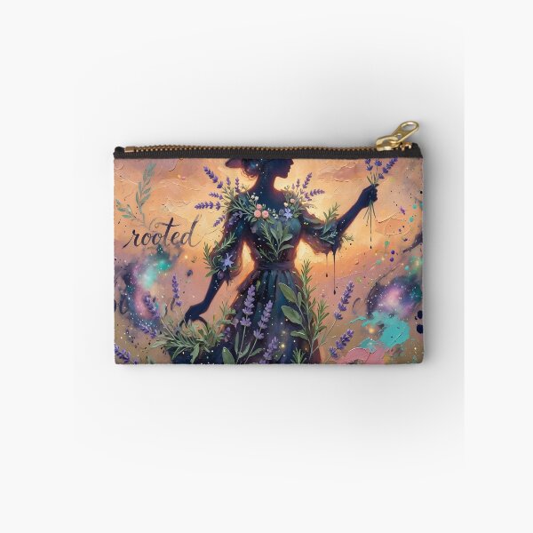 Item preview, Rooted Between Cosmos | Celestial Lavender Goddess | Botanical Fantasy Wall Art designed and sold by DreamyWallVibes.