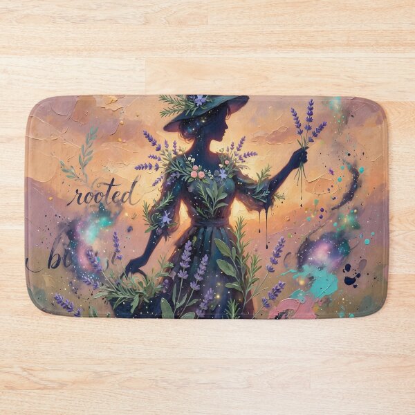Item preview, Rooted Between Cosmos | Celestial Lavender Goddess | Botanical Fantasy Wall Art designed and sold by DreamyWallVibes.