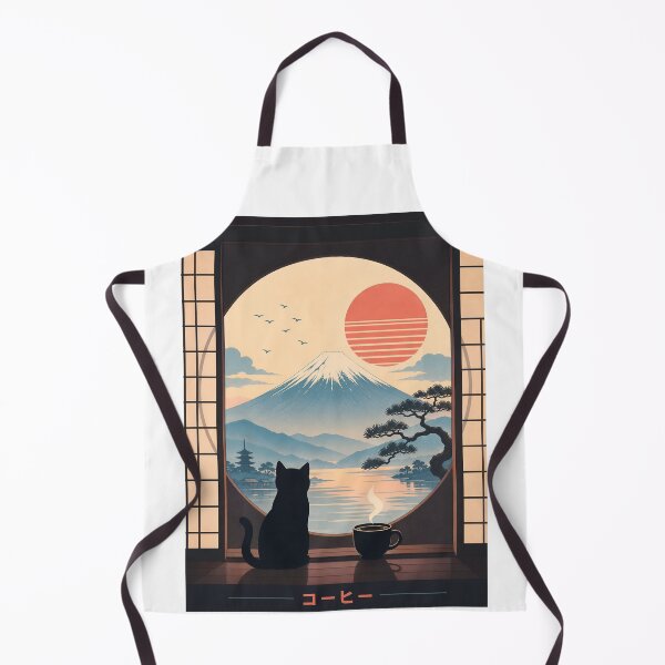 Item preview, Coffee Cat in Mt. Fuji designed and sold by PurrfectHome.