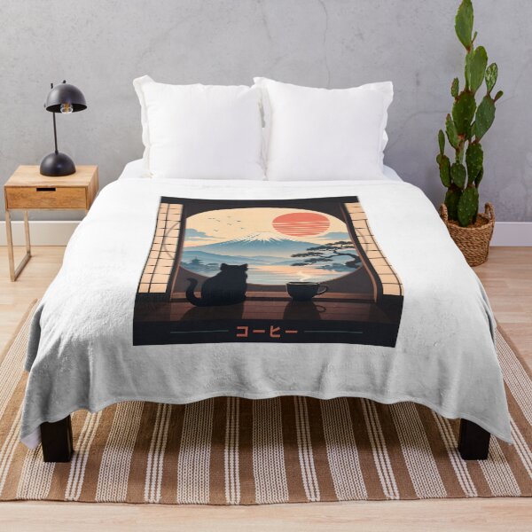 Item preview, Coffee Cat in Mt. Fuji designed and sold by PurrfectHome.