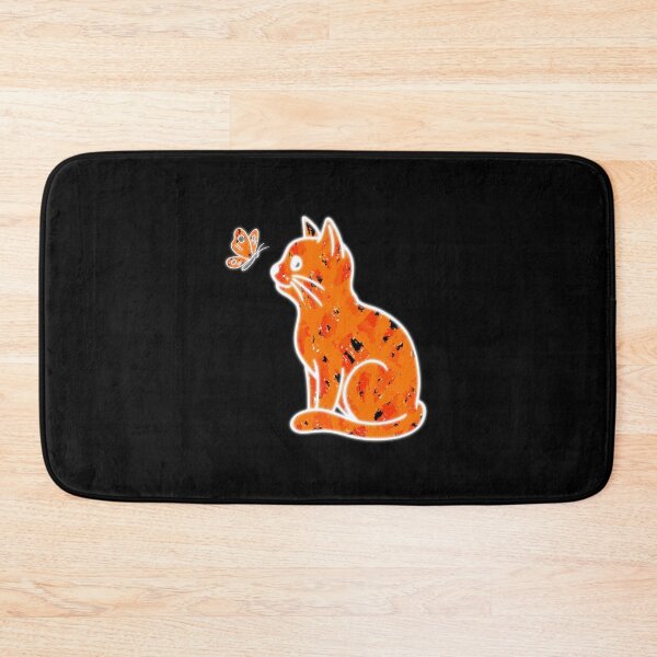 Item preview, Curious Orange Neon Cat & Butterfly designed and sold by VOYID ART STUDIO.