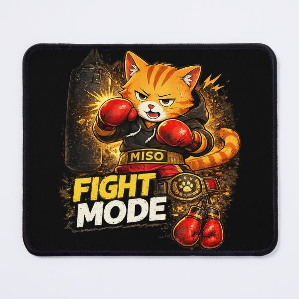 Item preview, MISO | Fight Mode Funny Boxing Cat T-Shirt & Sticker Design designed and sold by Meow-Attitude.
