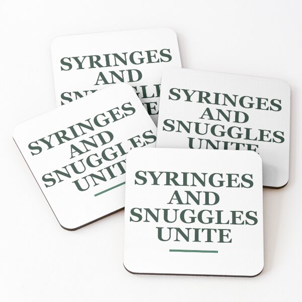 Item preview, "SYRINGES AND SNUGGLES UNITE" Minimalist Quote Hoo designed and sold by QuirkThreadsCo.