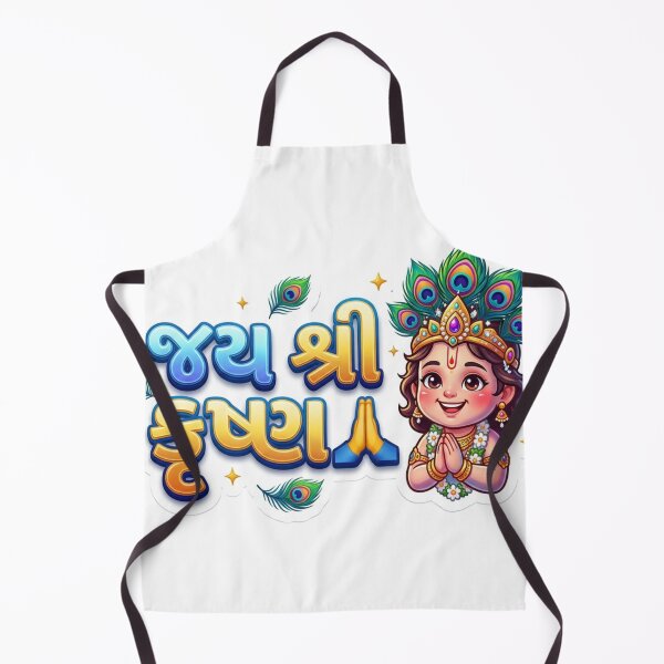 Item preview, Jai Shree Krishna Gujarati Sticker | Cute Baby Krishna | Hindu Devotional Vinyl Sticker | Janmashtami Art | Gujarati Typography designed and sold by BhaktiVerse.
