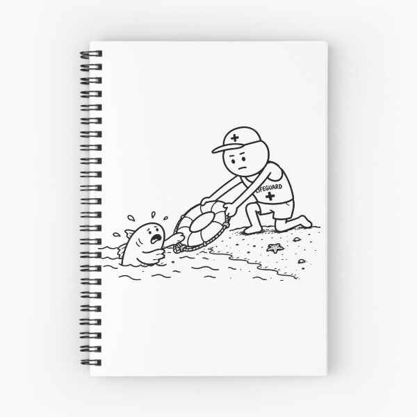 Item preview, Funny Lifeguard Saves Shark Beach Humor Sketch Design designed and sold by MonkiFlipp.