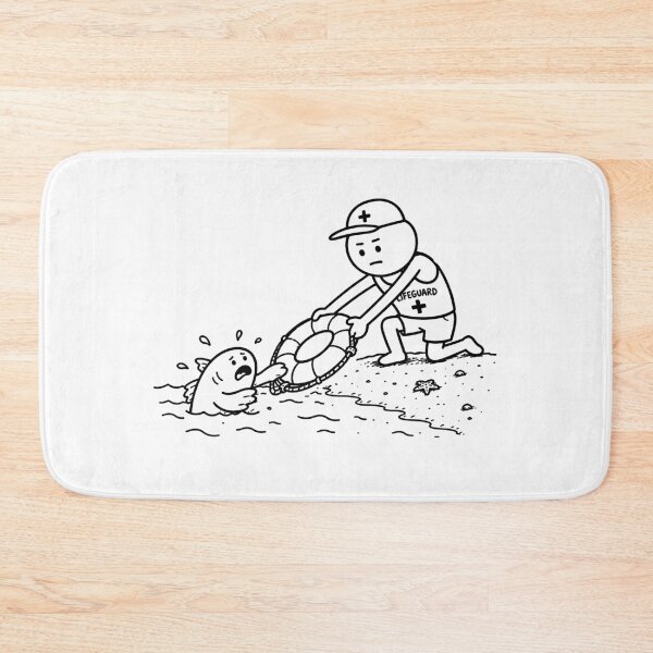 Item preview, Funny Lifeguard Saves Shark Beach Humor Sketch Design designed and sold by MonkiFlipp.