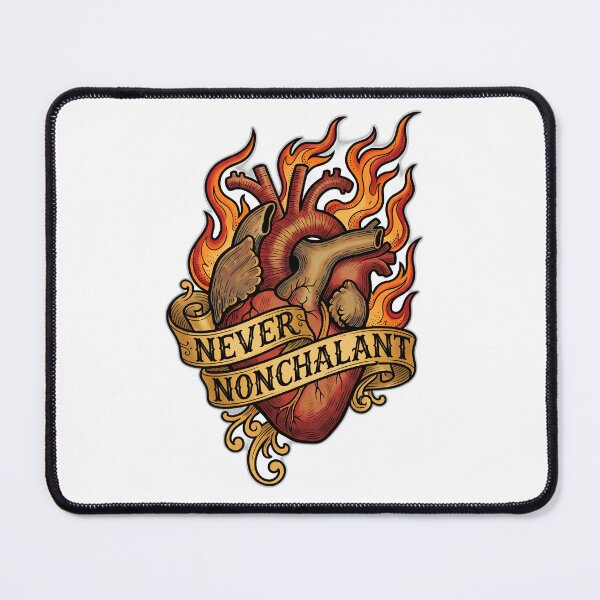 Item preview, Never Nonchalant Flaming Heart Retro Tattoo designed and sold by ryanguas.