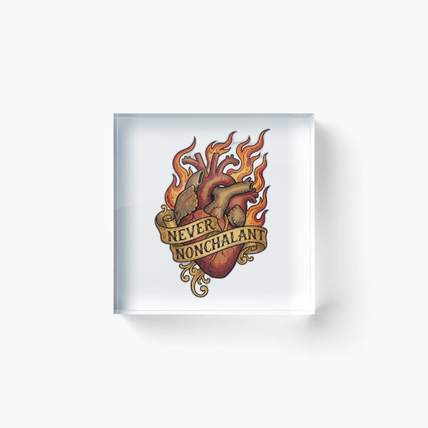 Item preview, Never Nonchalant Flaming Heart Retro Tattoo designed and sold by ryanguas.