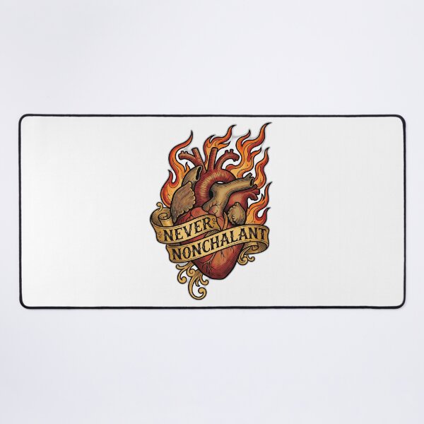 Item preview, Never Nonchalant Flaming Heart Retro Tattoo designed and sold by ryanguas.