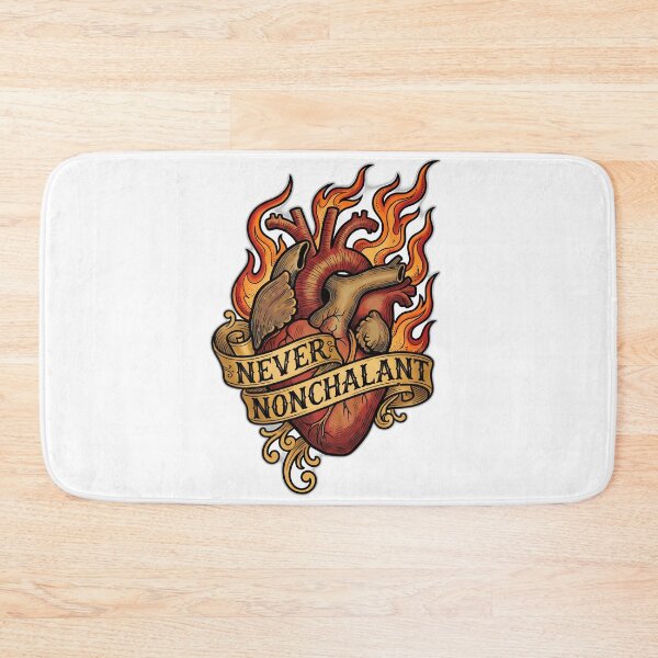 Item preview, Never Nonchalant Flaming Heart Retro Tattoo designed and sold by ryanguas.