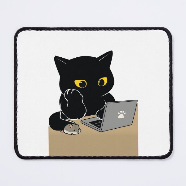 Item preview, Cat Working on Laptop with Literal Computer Mouse Pun designed and sold by PurrfectHome.