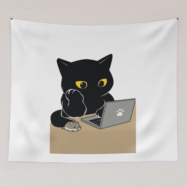 Item preview, Cat Working on Laptop with Literal Computer Mouse Pun designed and sold by PurrfectHome.