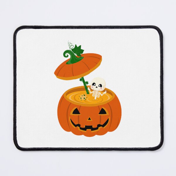 Item preview, Halloween Skeleton Enjoying Pumpkin Soup in Jack-o-Lantern Bowl designed and sold by JohanaStyle.