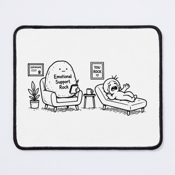 Item preview, Funny Emotional Support Rock Therapy Humor Sketch Design designed and sold by MonkiFlipp.