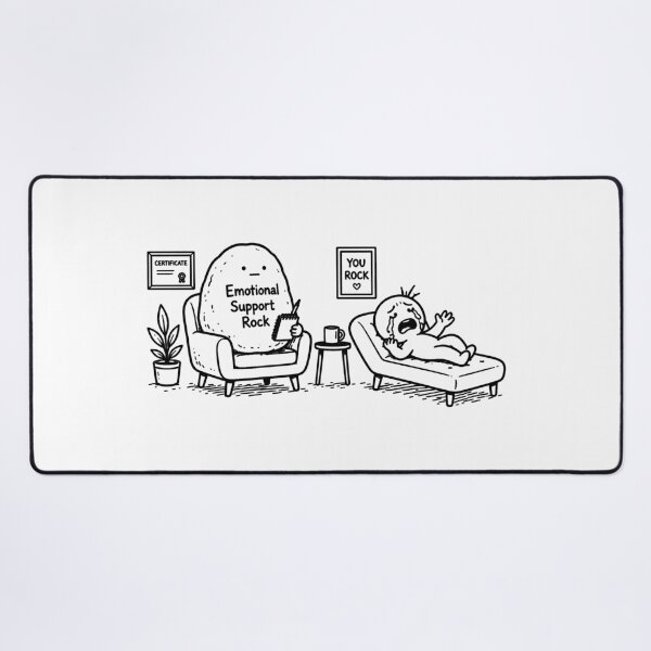 Item preview, Funny Emotional Support Rock Therapy Humor Sketch Design designed and sold by MonkiFlipp.