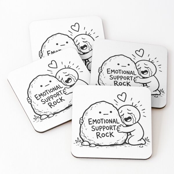Item preview, Emotional Support Rock Funny Mental Health Humor Sketch Design designed and sold by MonkiFlipp.