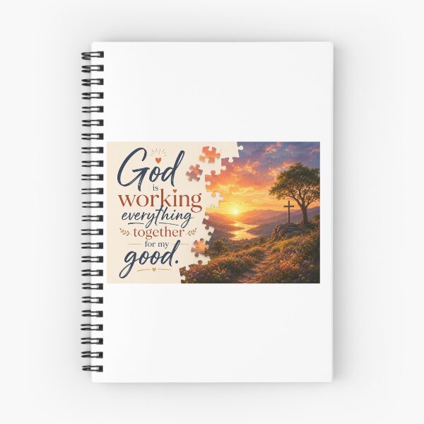 Item preview, God Is Working Everything Together for My Good – Christian Sunset Typography with Puzzle Design designed and sold by Alpha-Hood.