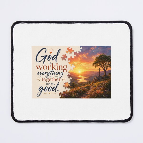 Item preview, God Is Working Everything Together for My Good – Christian Sunset Typography with Puzzle Design designed and sold by Alpha-Hood.