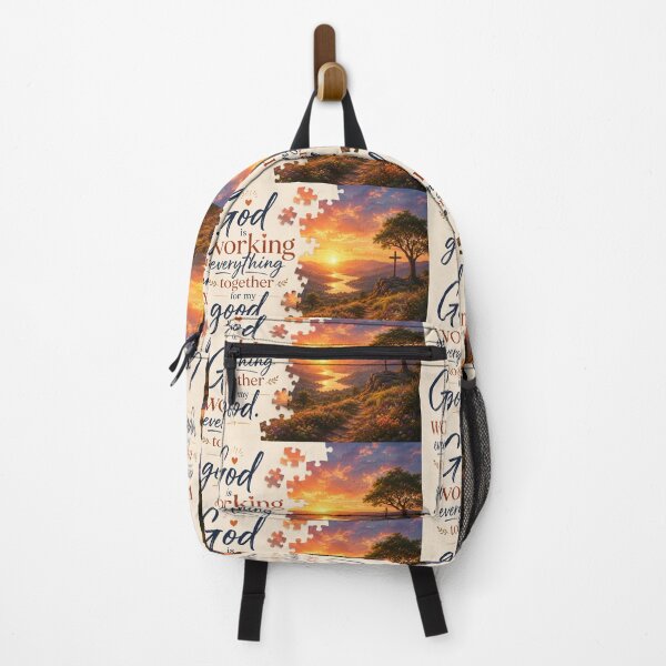 Item preview, God Is Working Everything Together for My Good – Christian Sunset Typography with Puzzle Design designed and sold by Alpha-Hood.