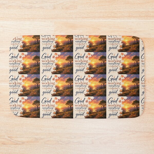 Item preview, God Is Working Everything Together for My Good – Christian Sunset Typography with Puzzle Design designed and sold by Alpha-Hood.