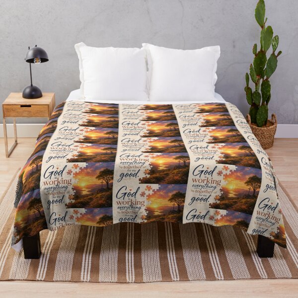 Item preview, God Is Working Everything Together for My Good – Christian Sunset Typography with Puzzle Design designed and sold by Alpha-Hood.