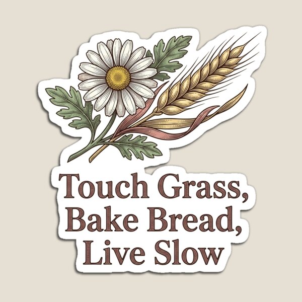 Item preview, Touch Grass Bake Bread Live Slow - Cottagecore designed and sold by BinAlgoPix.