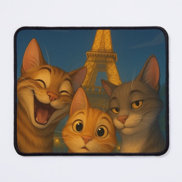 Item preview, Cute Cats in Paris by the Eiffel Tower, Funny Cat Friends Selfie, Adorable Travel Cats Cartoon, Paris Lover Gift designed and sold by PrintelloTH.